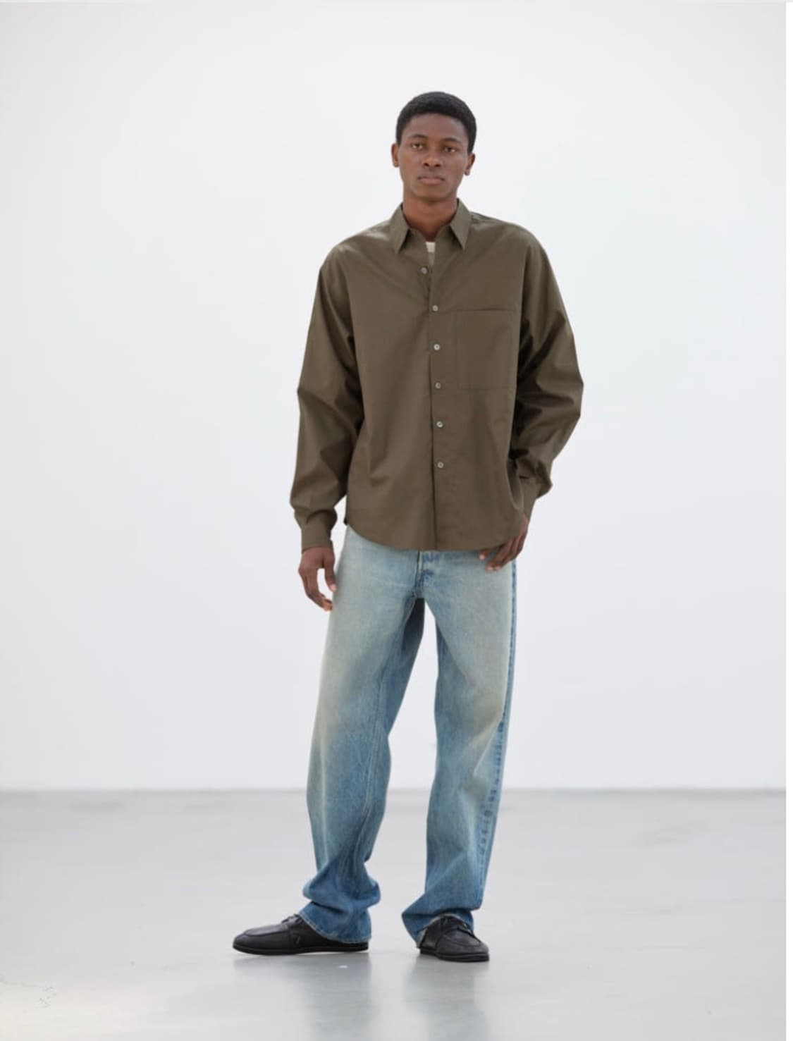 5 오라리 워시드 핀스 트윌 빅 셔츠 브라운 상품이미지1