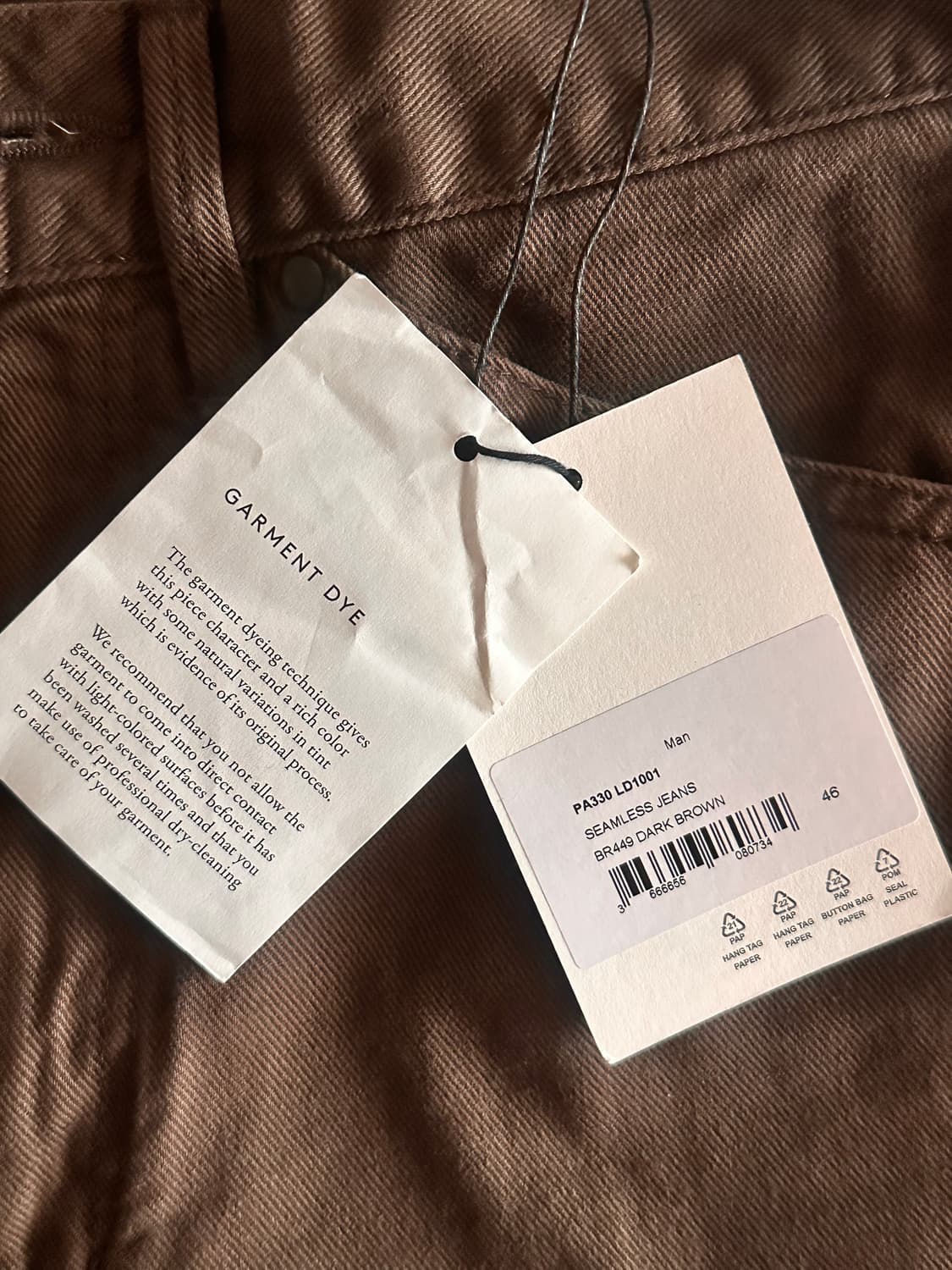 르메르 심리스 진 다크브라운 46사이즈 상품이미지2