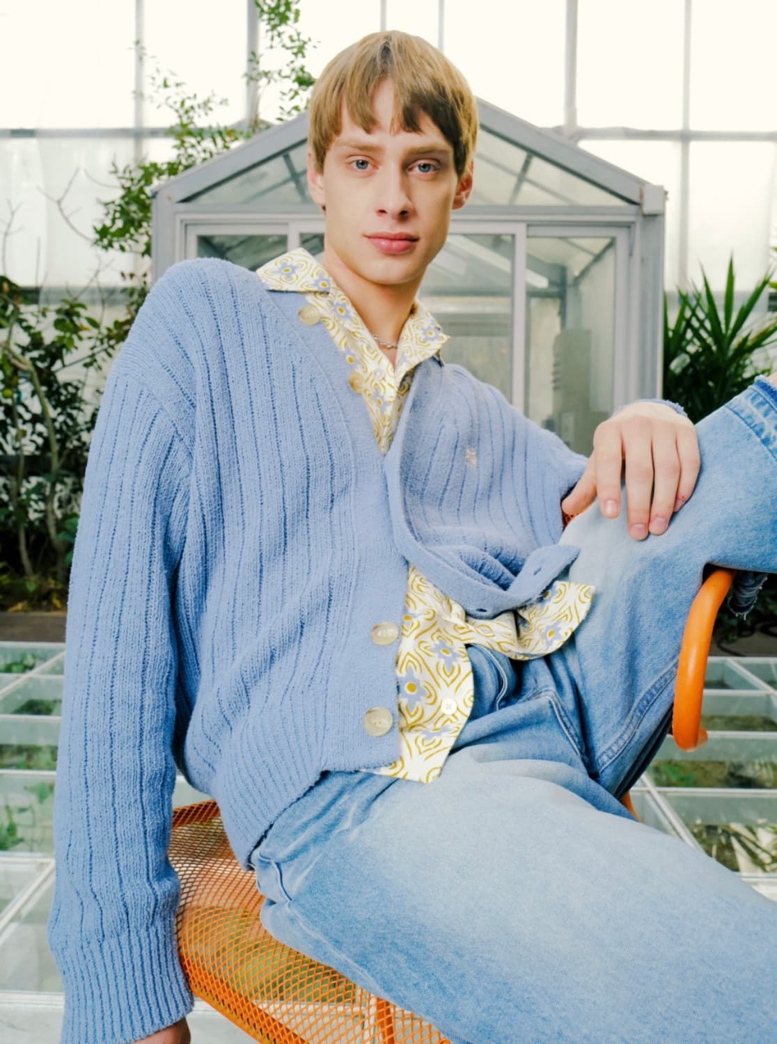 세터 파로 오버사이즈 부클 가디건 에메랄드 블루 L   상품이미지4