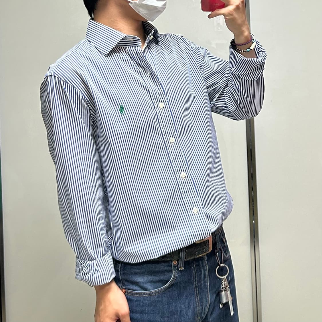 폴로 스트라이프 커스텀핏 셔츠 (S) 상품이미지6