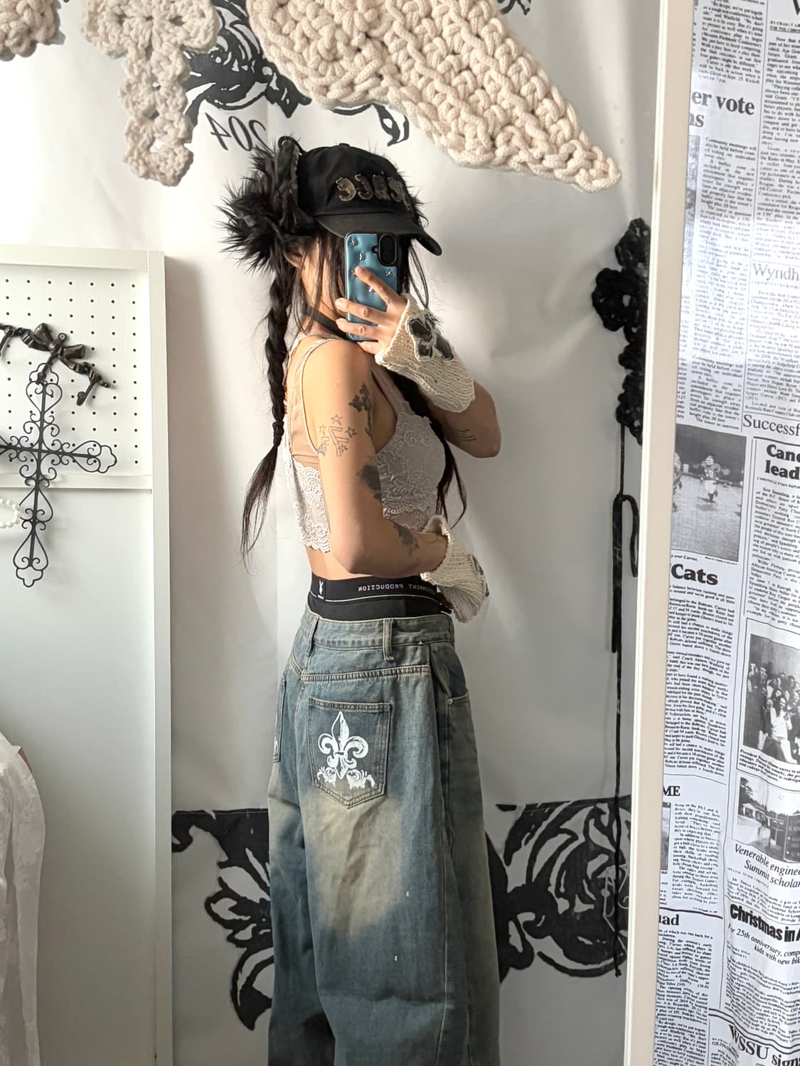 • denim hurt printed wide pants 상품이미지4