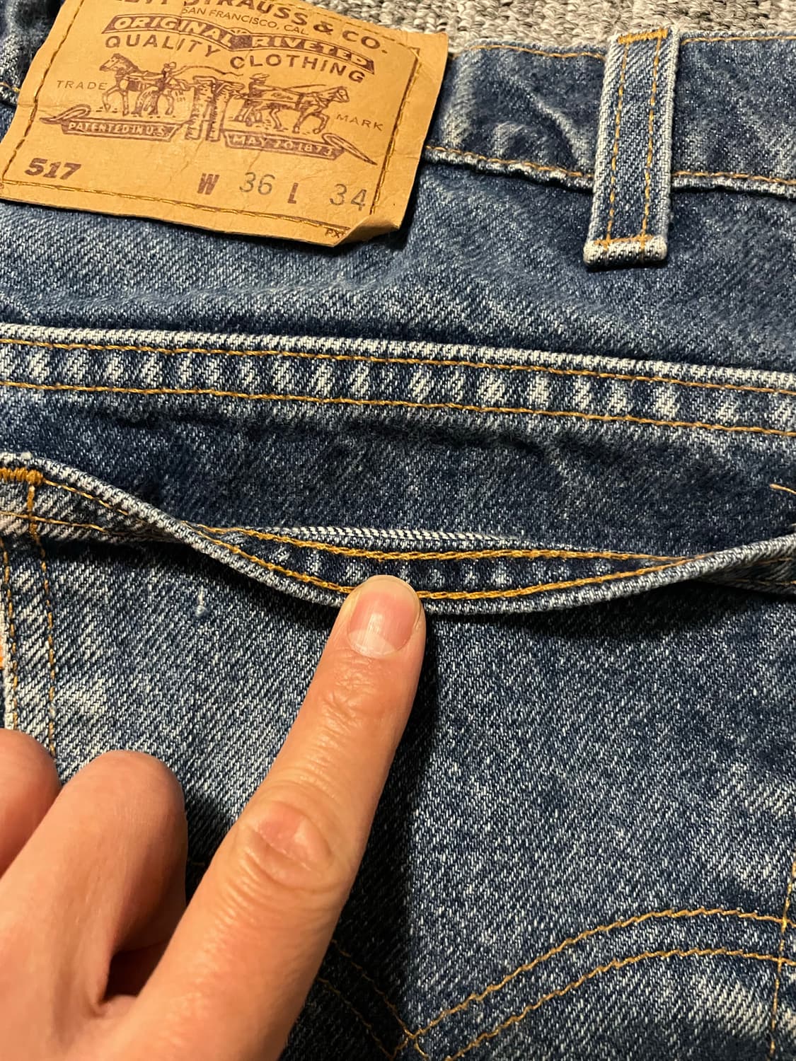 90s 리바이스 517 오렌지탭 데님 [36X34] 상품이미지6