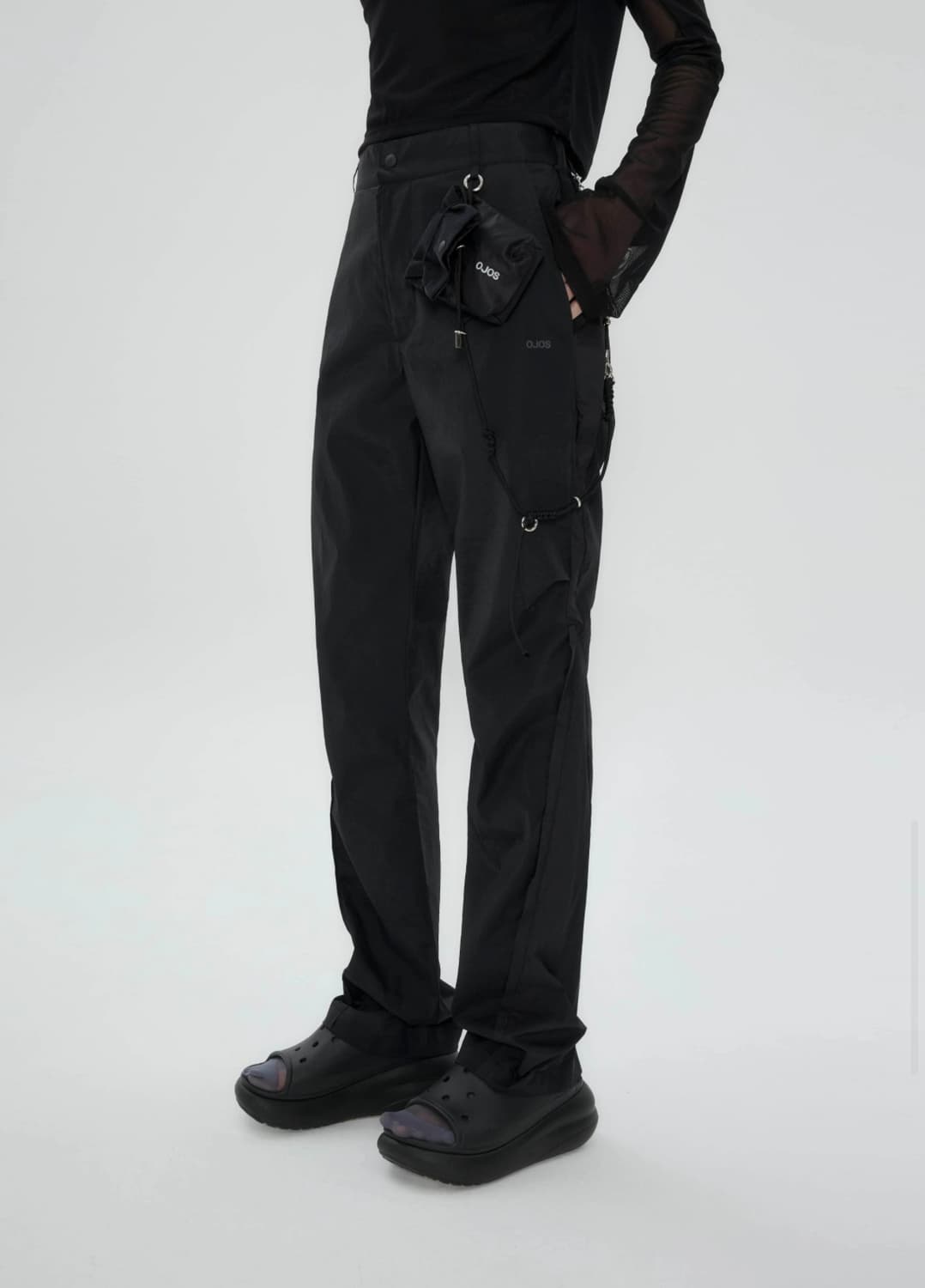 OJOS 메쉬 파팅 나일론 팬츠 블랙 2 Mesh Parting  상품이미지5