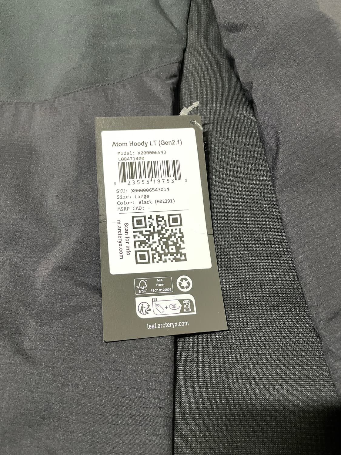 Arcteryx Pro Atom Hoody Gen 2.1 Black L 상품이미지3