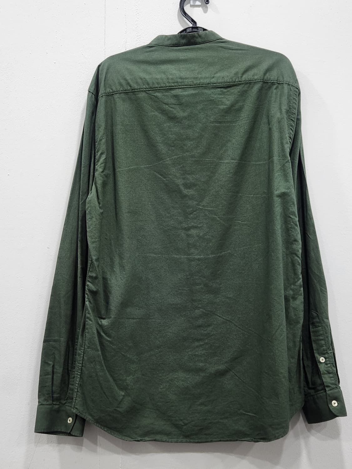 [L] 자라 릴렉스핏 차이나 카라 셔츠 진녹색 남성 L 상품이미지2