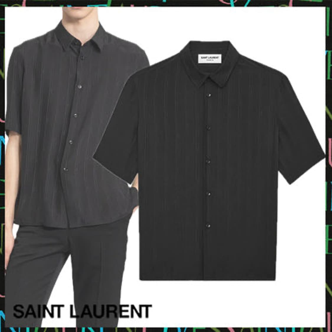 [차은우님 착용] 생로랑 24ss 카산드라 로고 실크 셔츠 상품이미지1