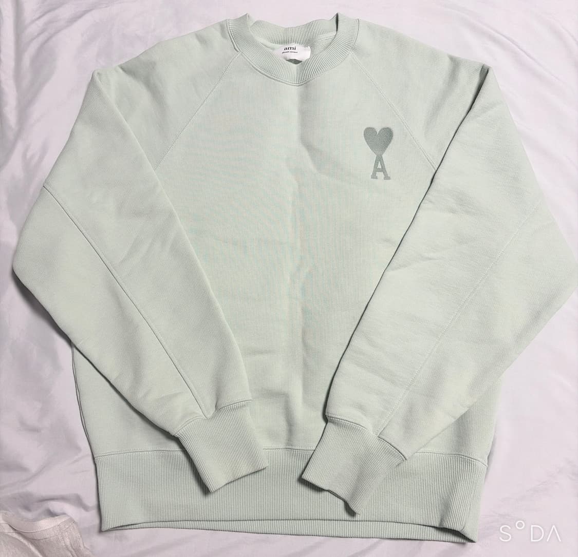 아미 스몰 하트 로고 민트 맨투맨 M 상품이미지1