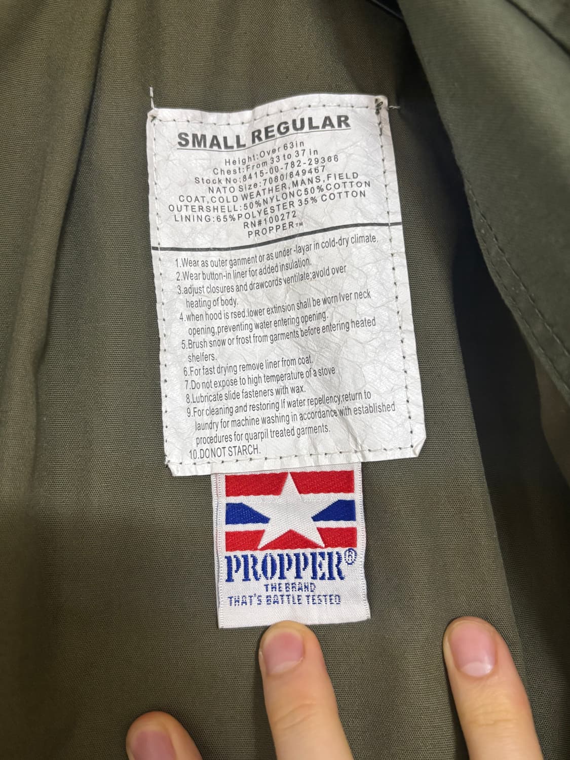 M-65 미군 propper 프로퍼 필드 자켓 S-R 상품이미지4