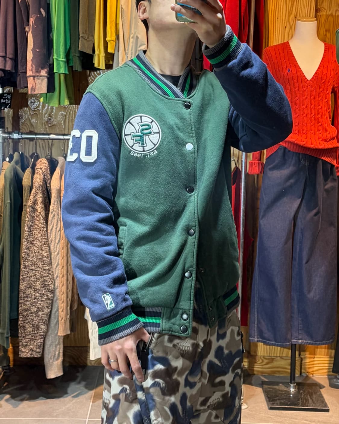 XL NBA SF 골든 스테이트 배색 코튼 바시티 상품이미지1