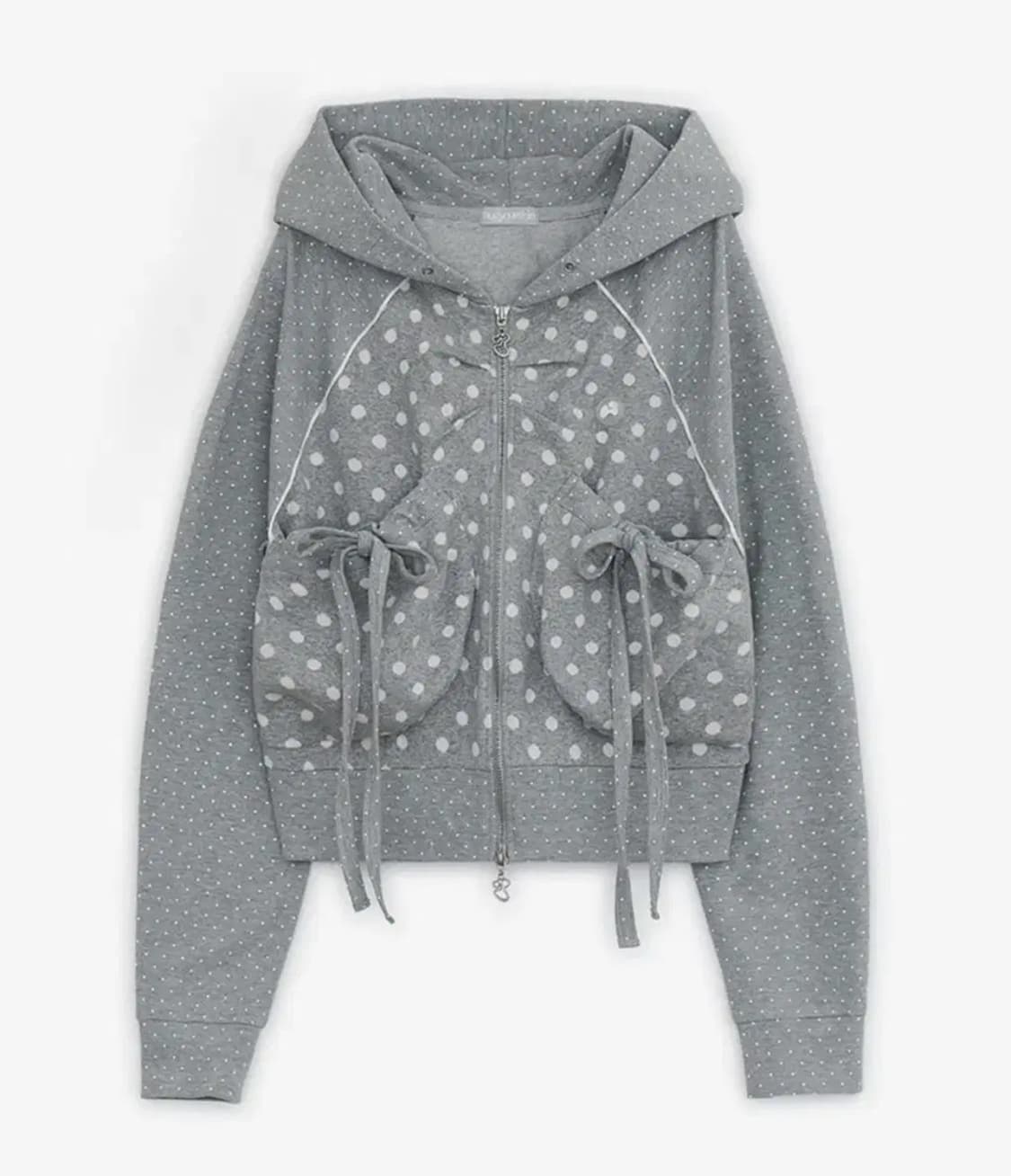 허유스 후드집업 / 허그유어스킨 묘랑 엔젤코어 위시코어 그레이 상품이미지1