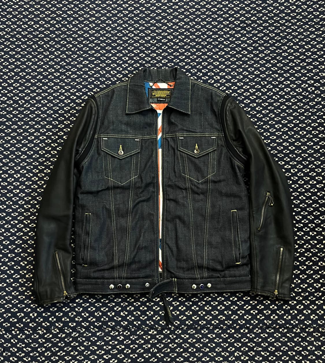 네이버후드 데님 레더자켓 상품이미지1