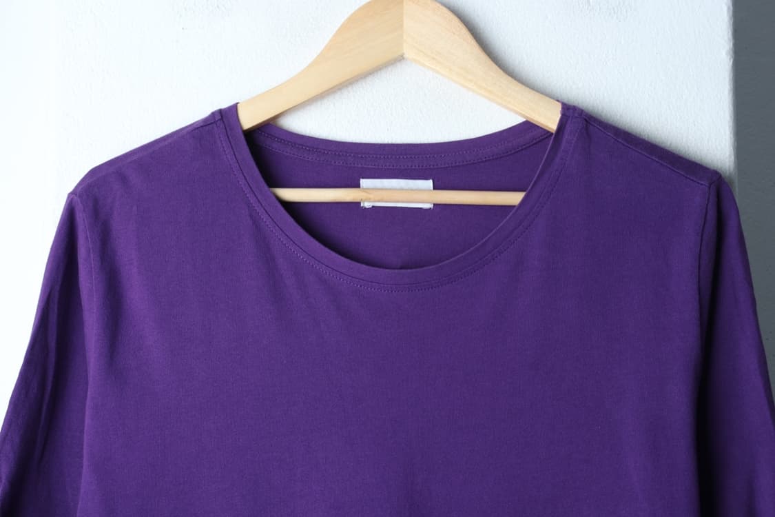W(L-XL) 쿠즈텡 반팔 티셔츠 퍼플 무지 기본-H33564 상품이미지3