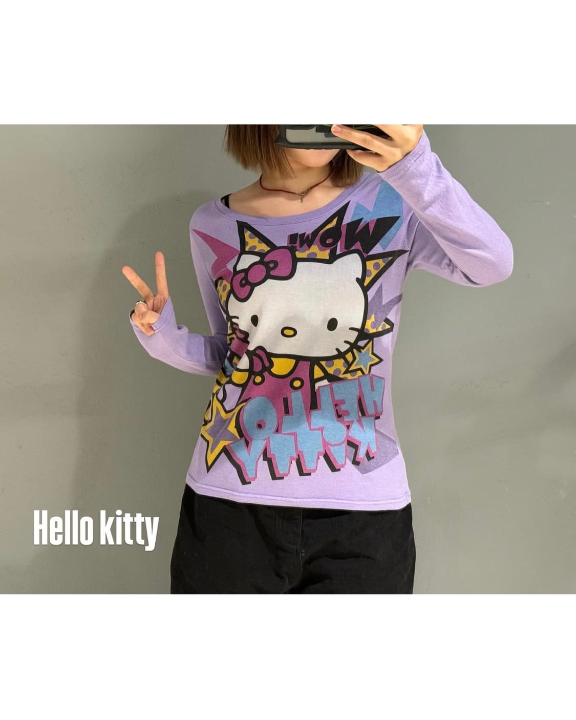 Hello kitty kitsch printing long sleeve 상품이미지1