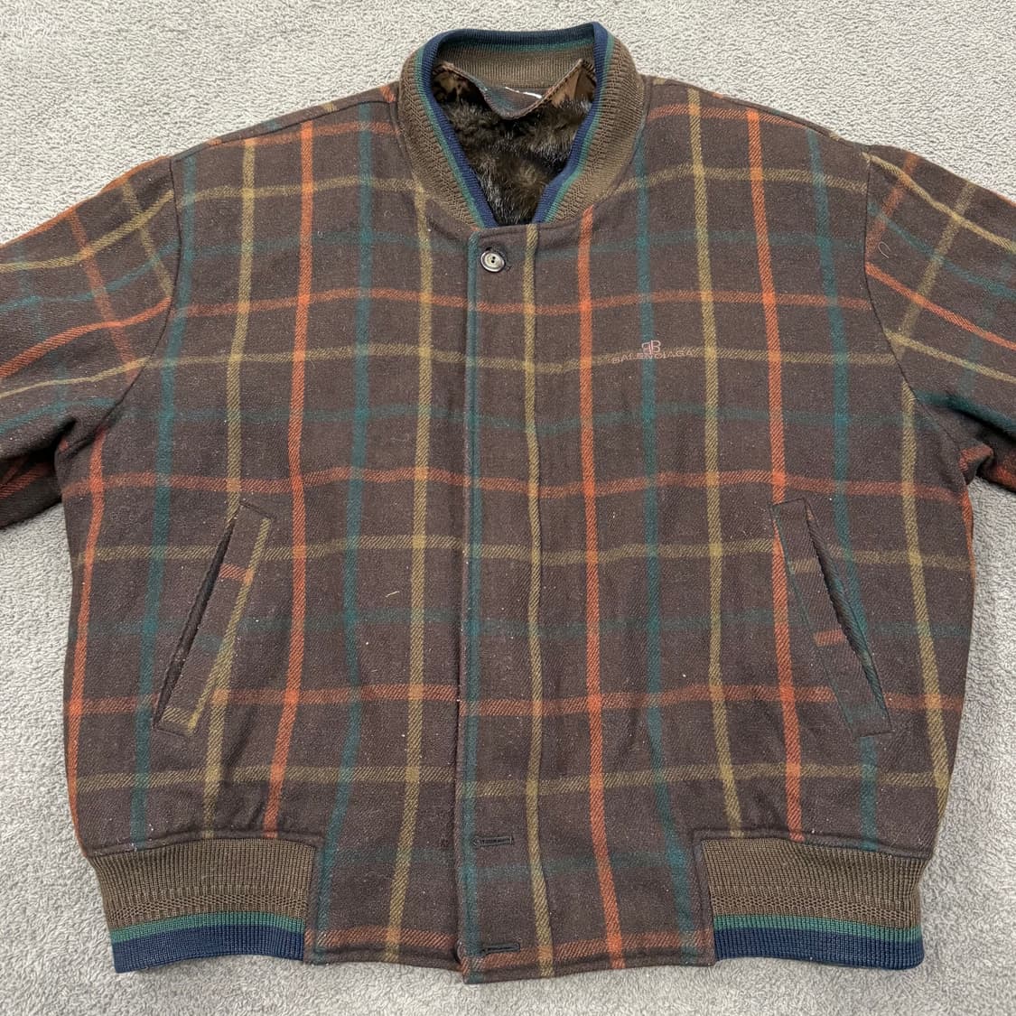 [정품/100] 발렌시아가 체크 울 봄버 자켓  상품이미지3