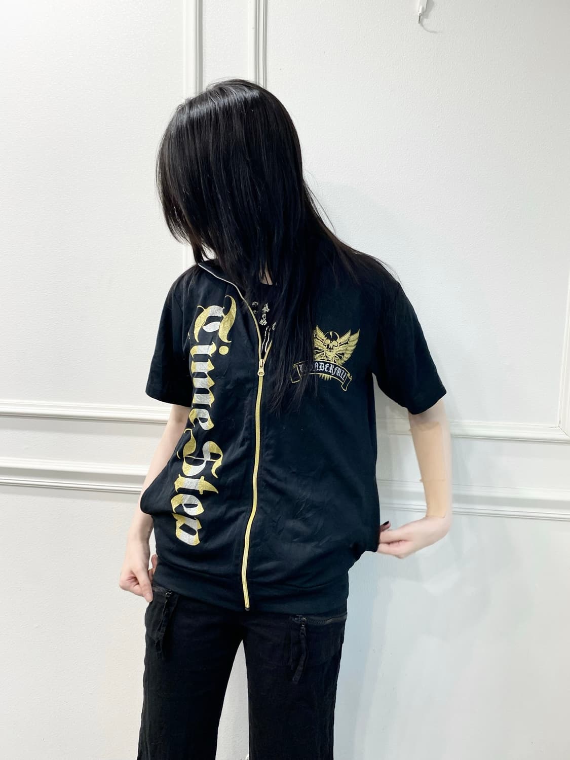[TimeStep] Y2K Gold Print Punk Zip Up 상품이미지2