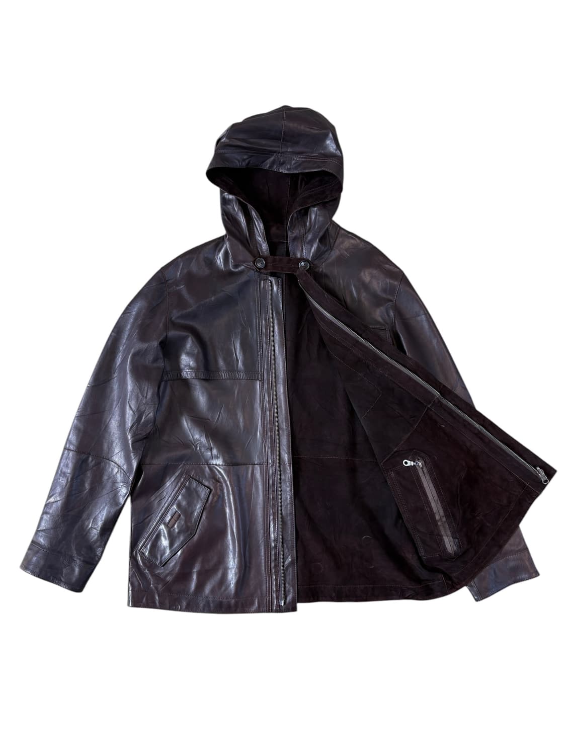 Reversible Hooded Leather Jacket 상품이미지6