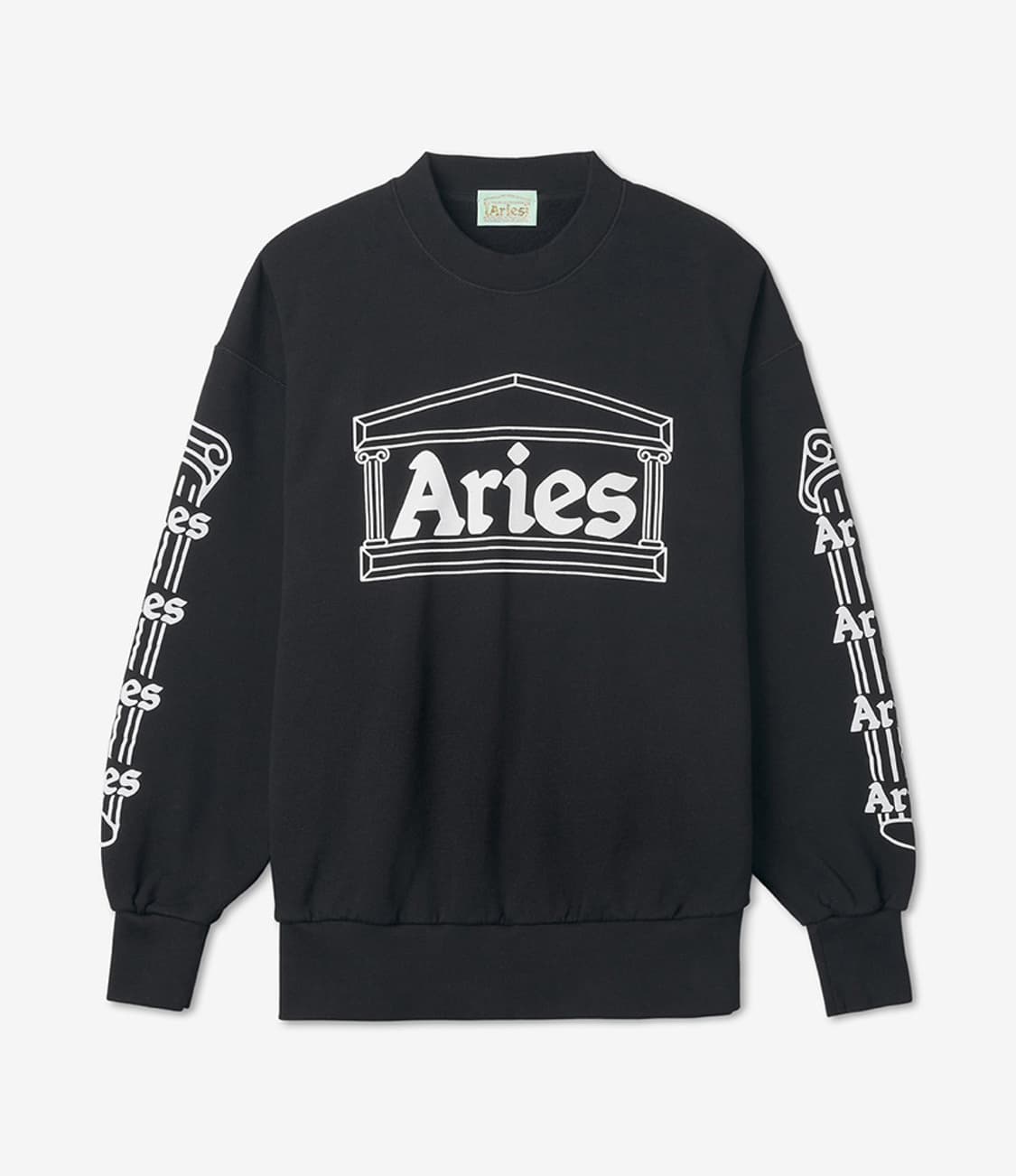 Aries 에리즈 로고 템플 프린팅 크롭 스웻셔츠 코튼 맨투맨 블랙 기모 상품이미지5