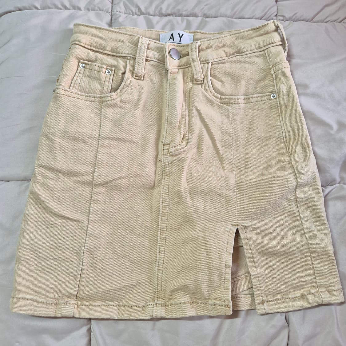 베이지 미니 숏 스커트 , 팬츠 ( 치마바지 ) S 상품이미지1