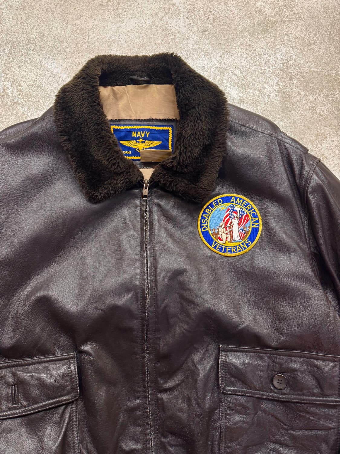 90s 에어본 NAVY G1 플라이트 레더자켓 상품이미지2