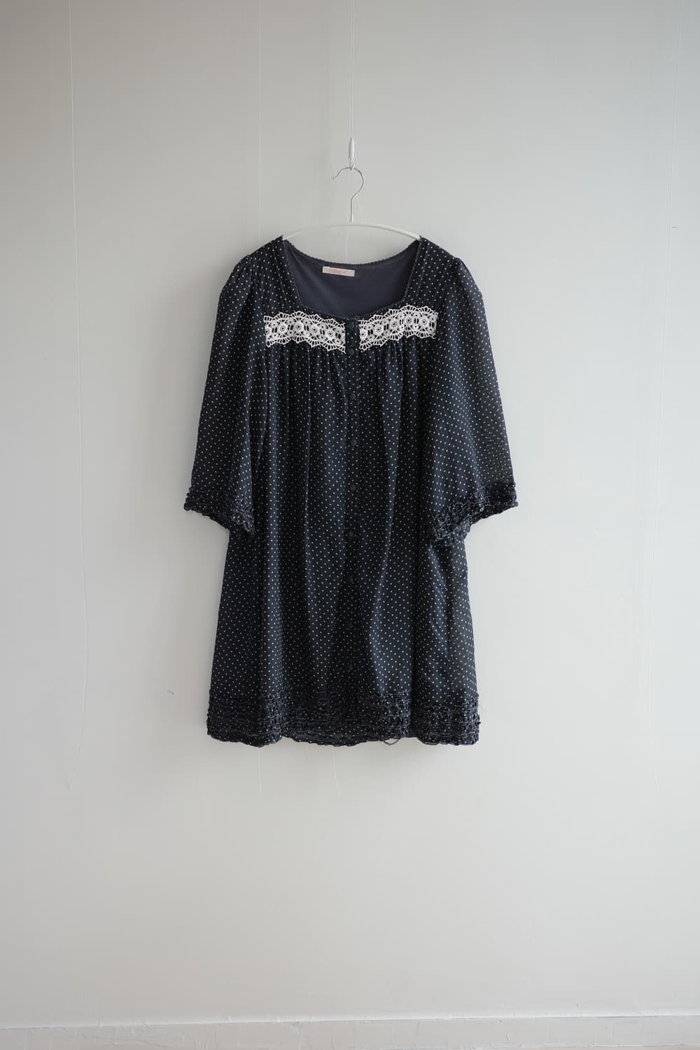 Black polka dot lace blouse 상품이미지1