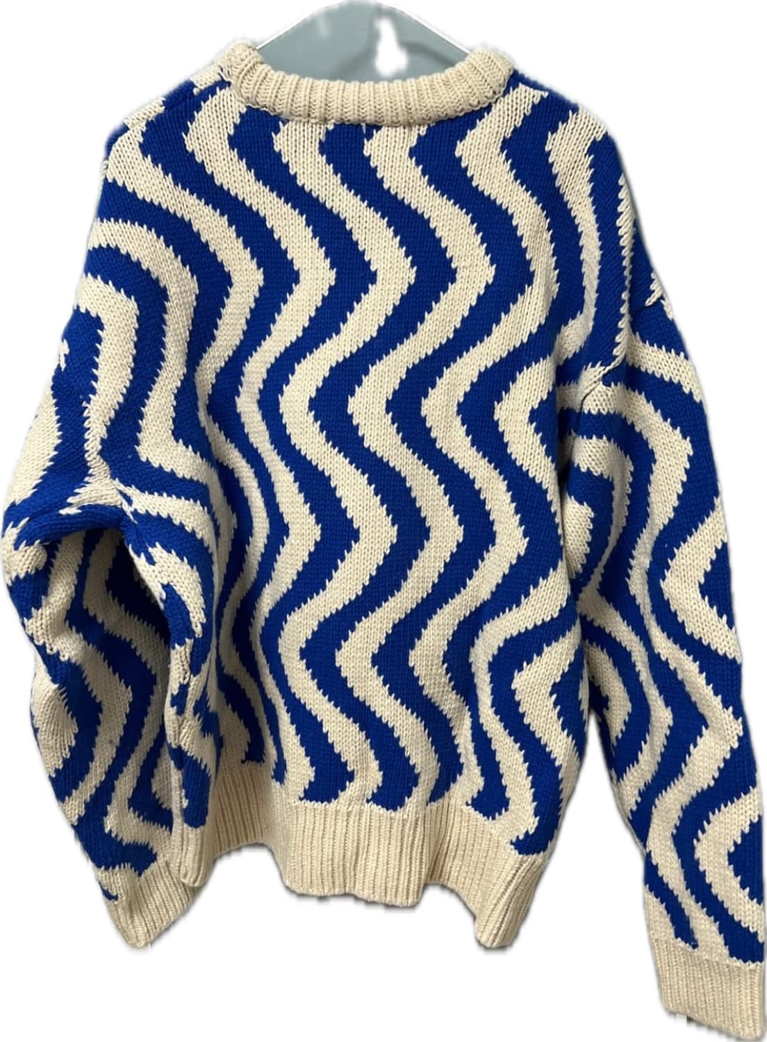 [M] STU Wave Line Jacquard Sweater Blue 상품이미지2