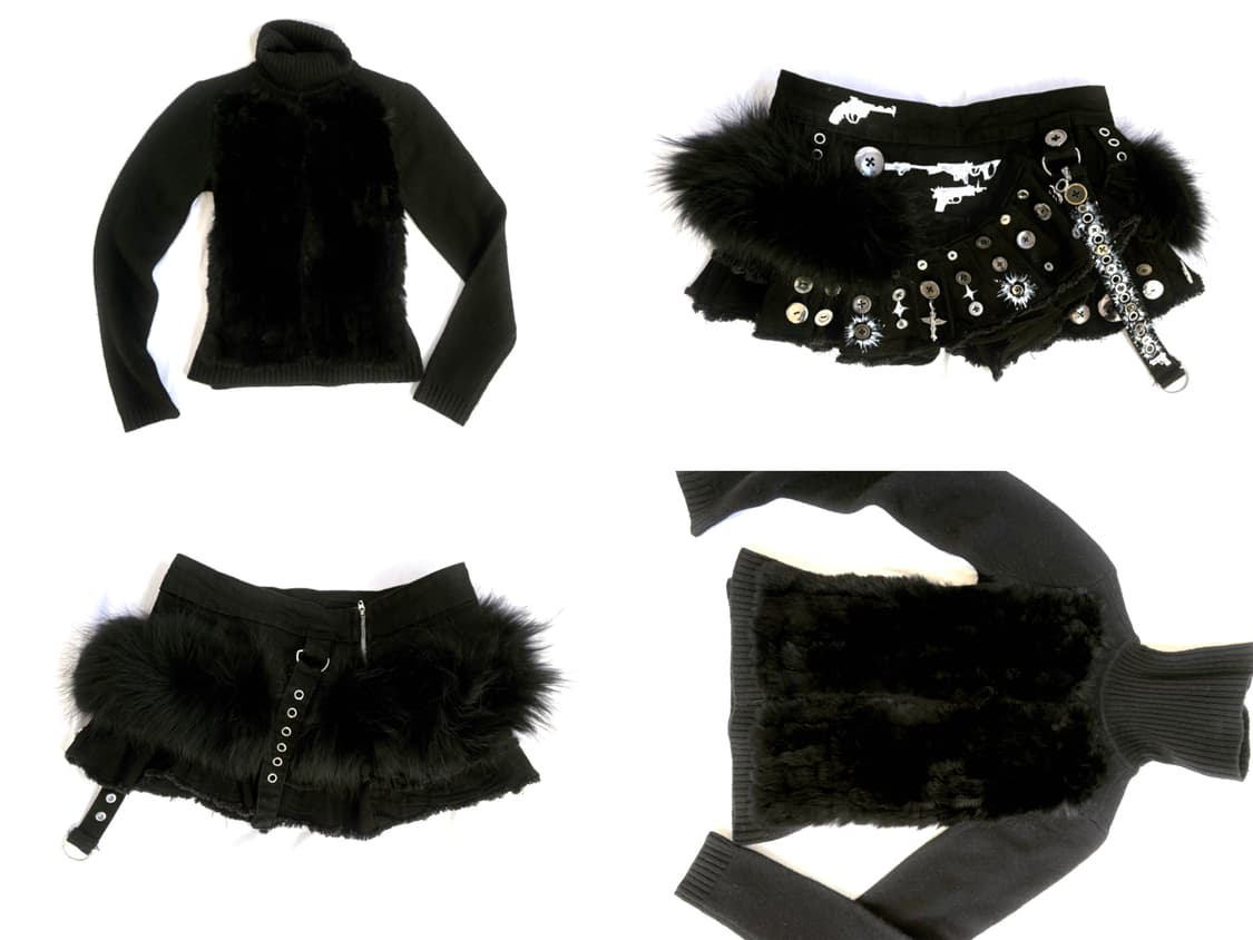 Black front fur turtleneck top 상품이미지2