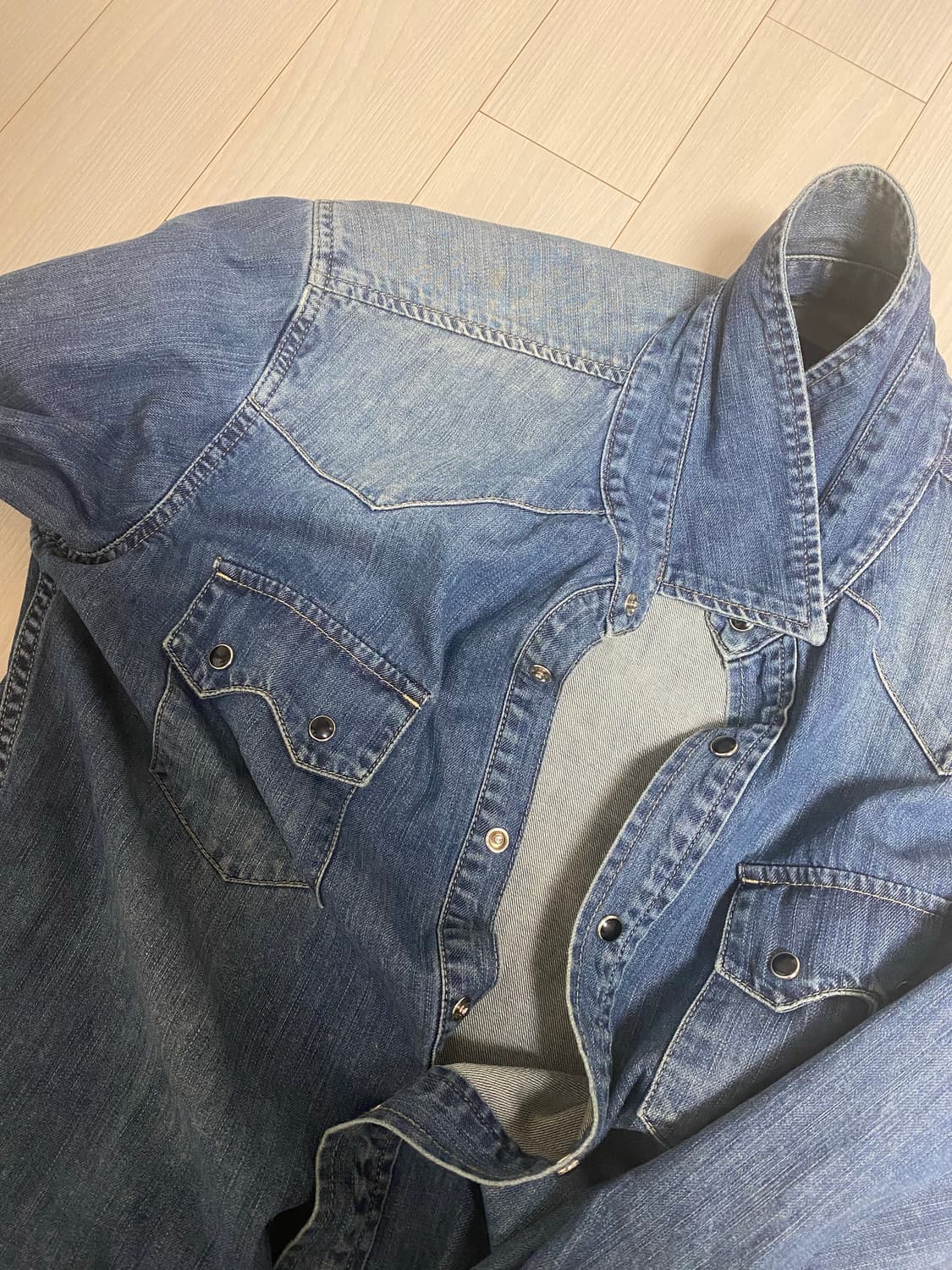 세비지 웨스턴 데님 셔츠 미드 블루  (L 사이즈) 상품이미지10
