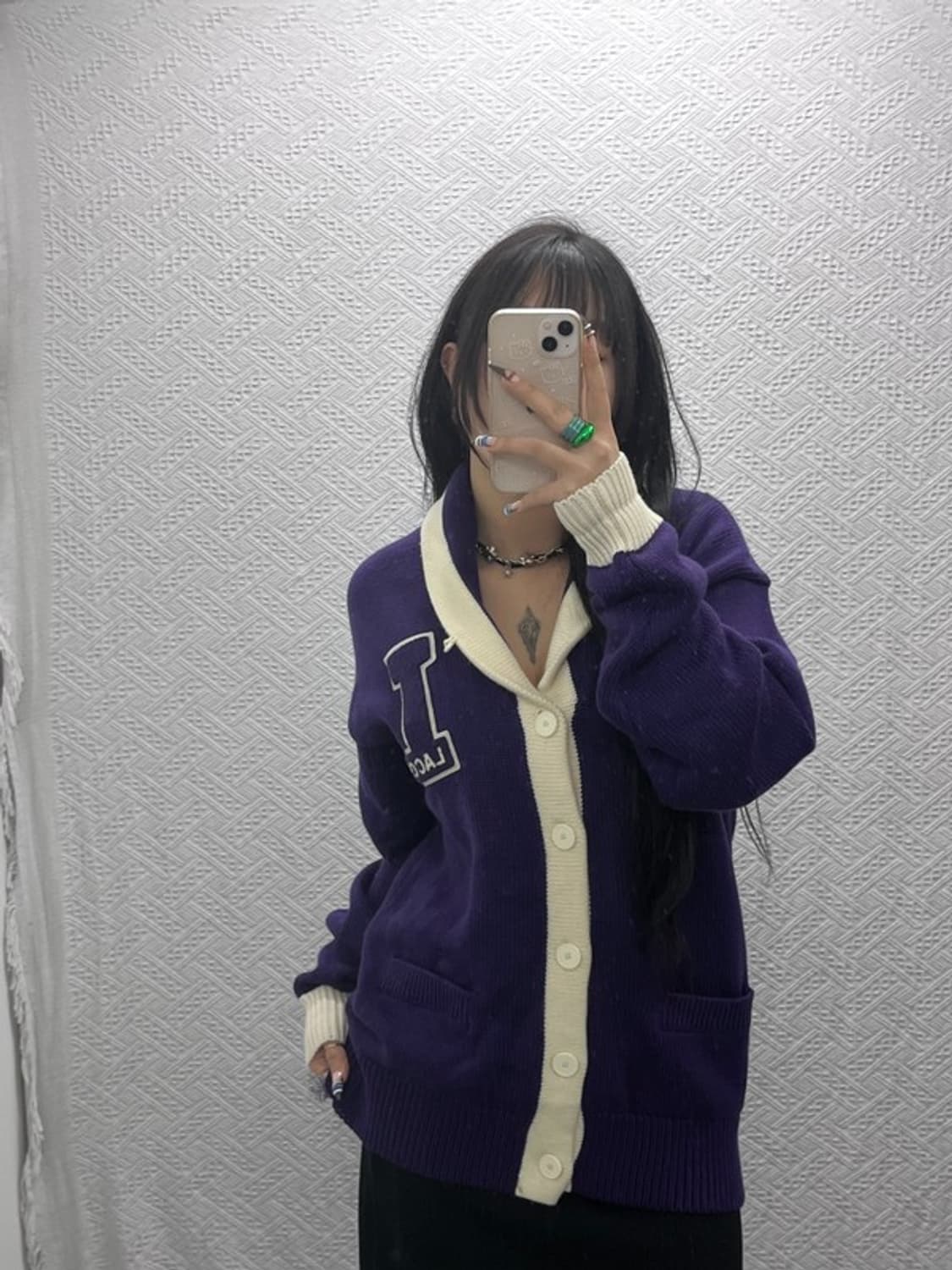 라코스테 숄카라 빅로고 울 니트 가디건 100 C06056 상품이미지2