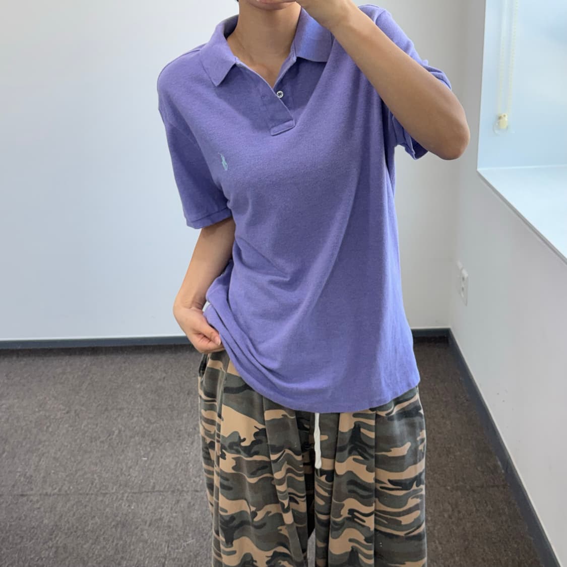 Polo 폴로 스카이블루 포니 퍼플 카라 반팔 상품이미지2