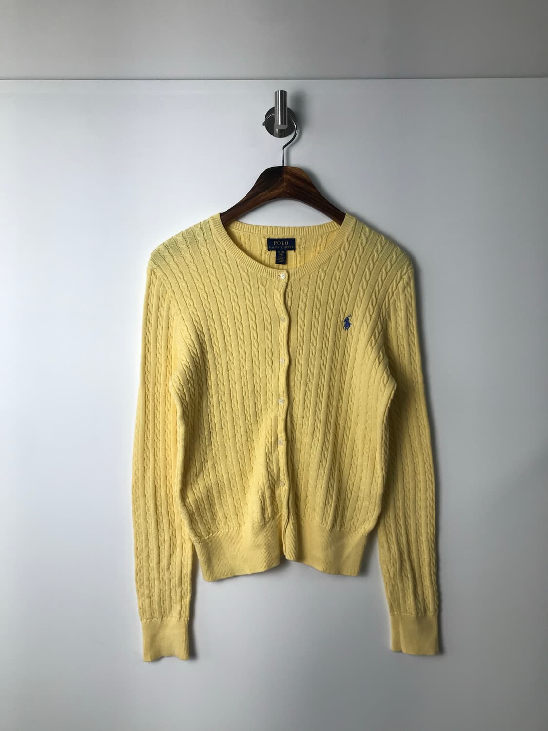 폴로 랄프로렌 QR 신형 옐로우 꽈배기 니트 가디건 상품이미지2