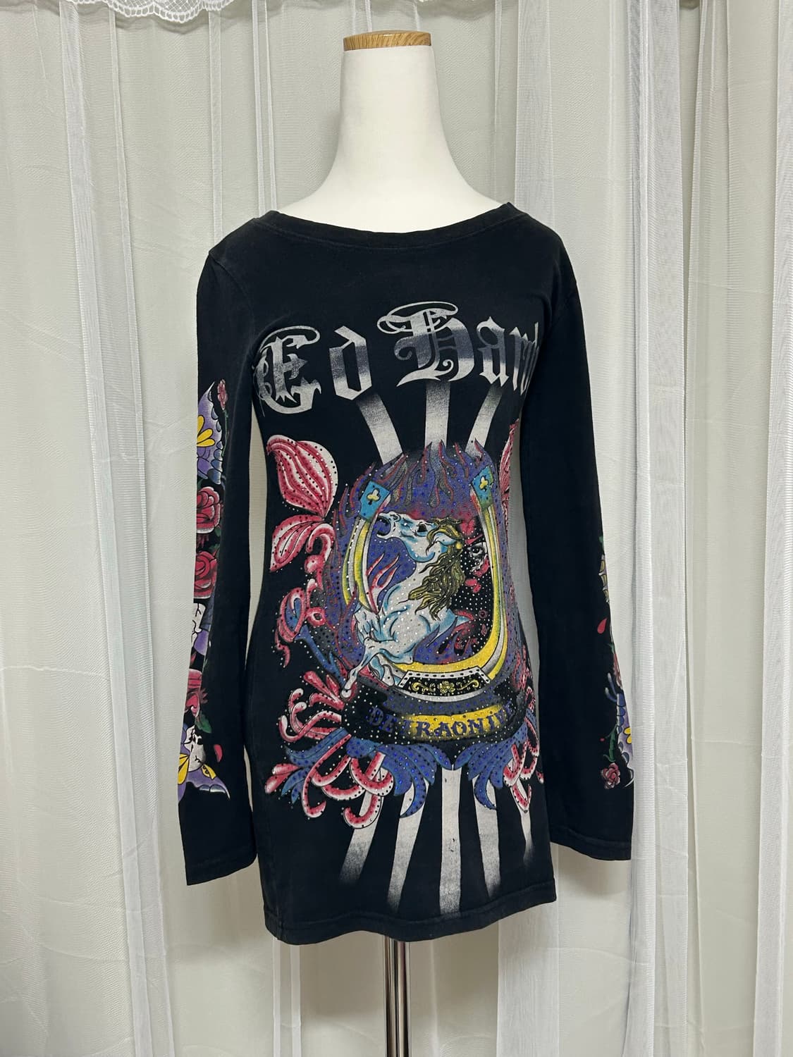 에드하디 롱슬리브 딱붙핏 유니콘 해골 펑크 상품이미지1