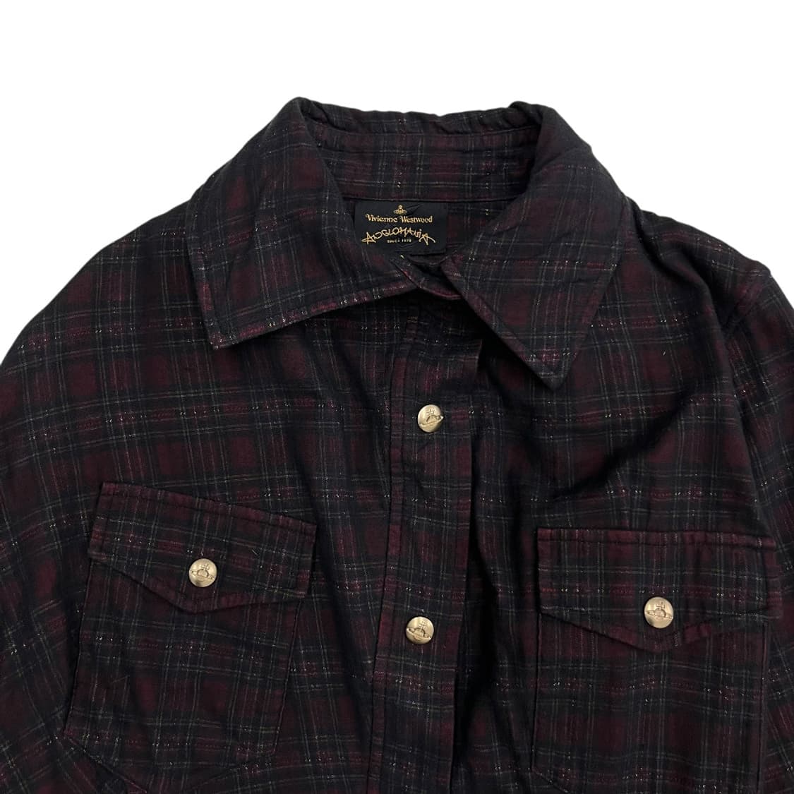 비비안웨스트우드 언발란스 골드버튼 체크 셔츠 40 상품이미지5