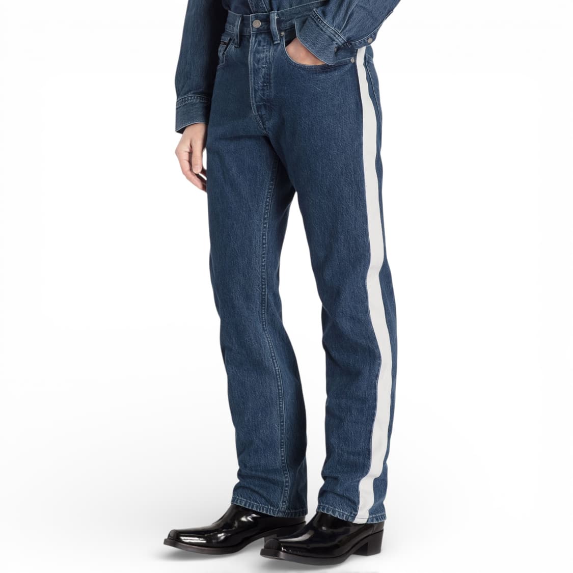 CK 캘빈클라인 하이스트레이트 사이드라인 데님 팬츠, W32 L32 상품이미지1