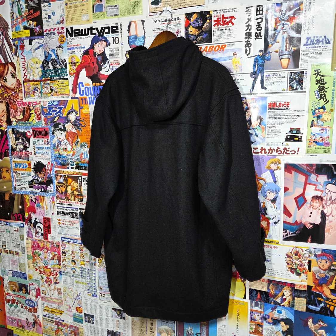 JPN 빈티지 오버핏 블랙 더플 코트 상품이미지5