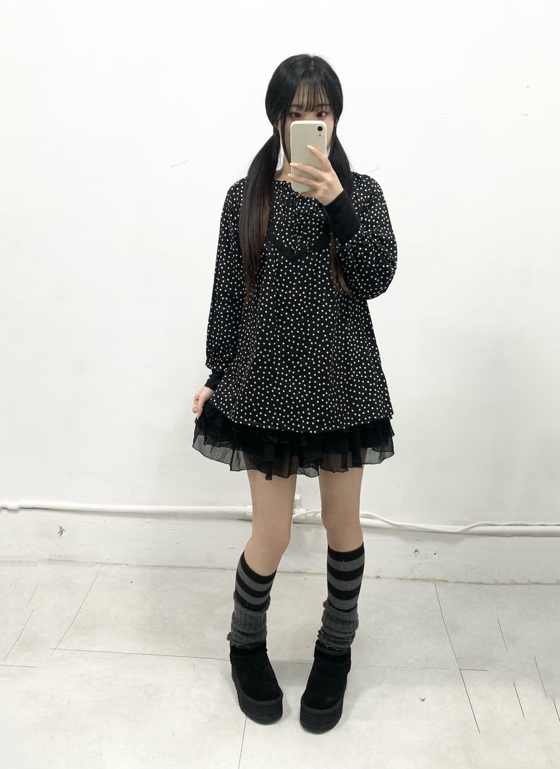 코디셋 ! 블랙 도트 판다 🐼 코트 코디셋 상품이미지4