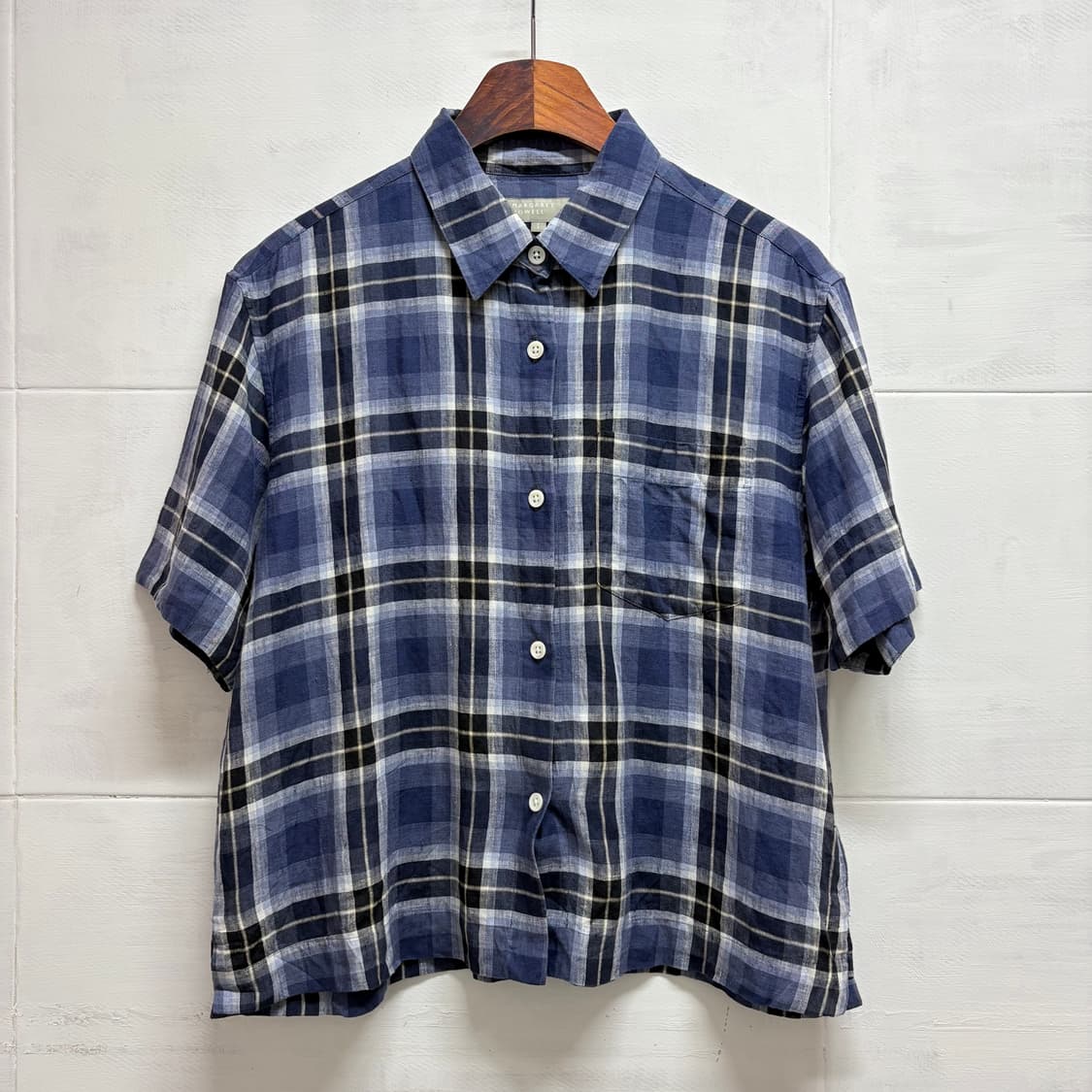 Margaret Howell 마가렛호웰 린넨 체크 반팔 셔츠 상품이미지1