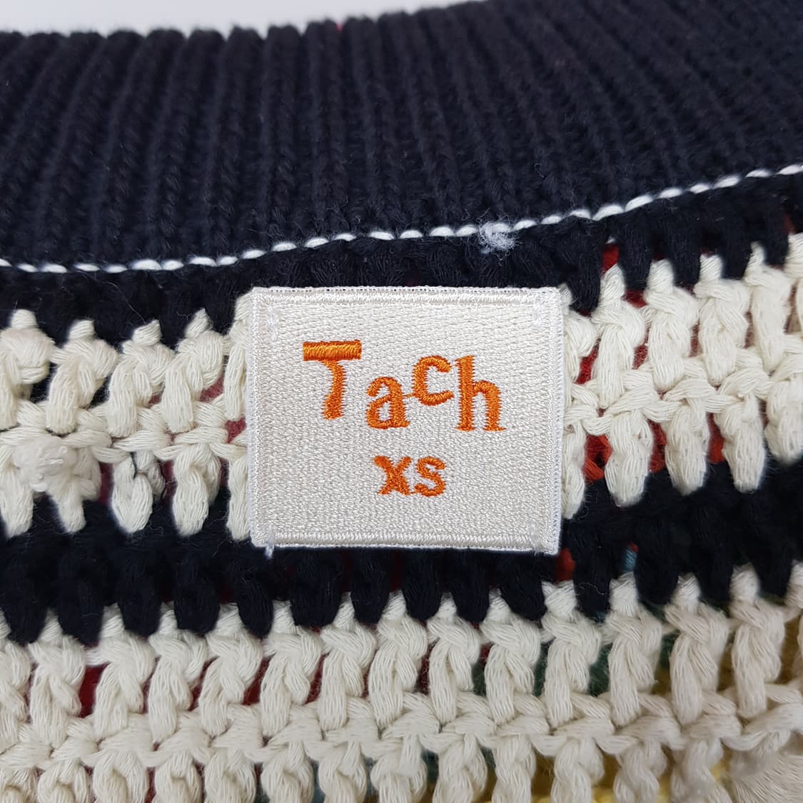 타치 Tach 다크 멀티컬러 크로쉐 집업 가디건 XS사이즈 상품이미지5