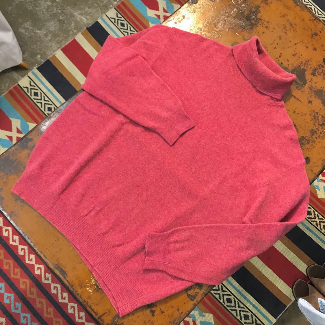 Italy 베네통 인디 핑크 울 터틀넥 니트 남상 110 여성 오버핏 상품이미지2