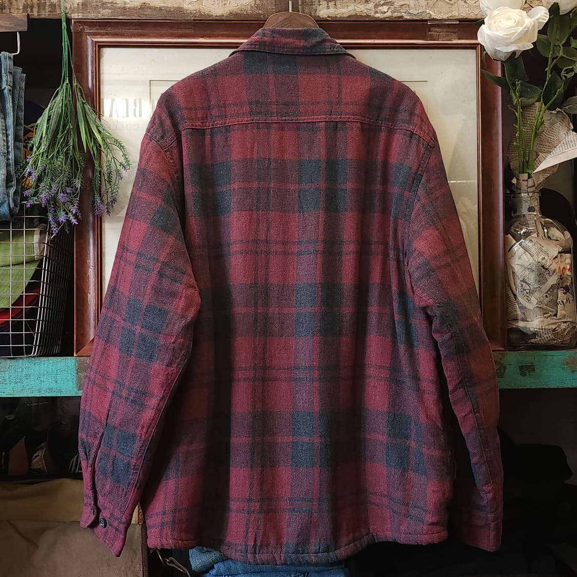 00s 랭글러 웨스턴 셔츠 쉐르파 양털 자켓 플란넬 셔츠 빈티지 레드 L 상품이미지3