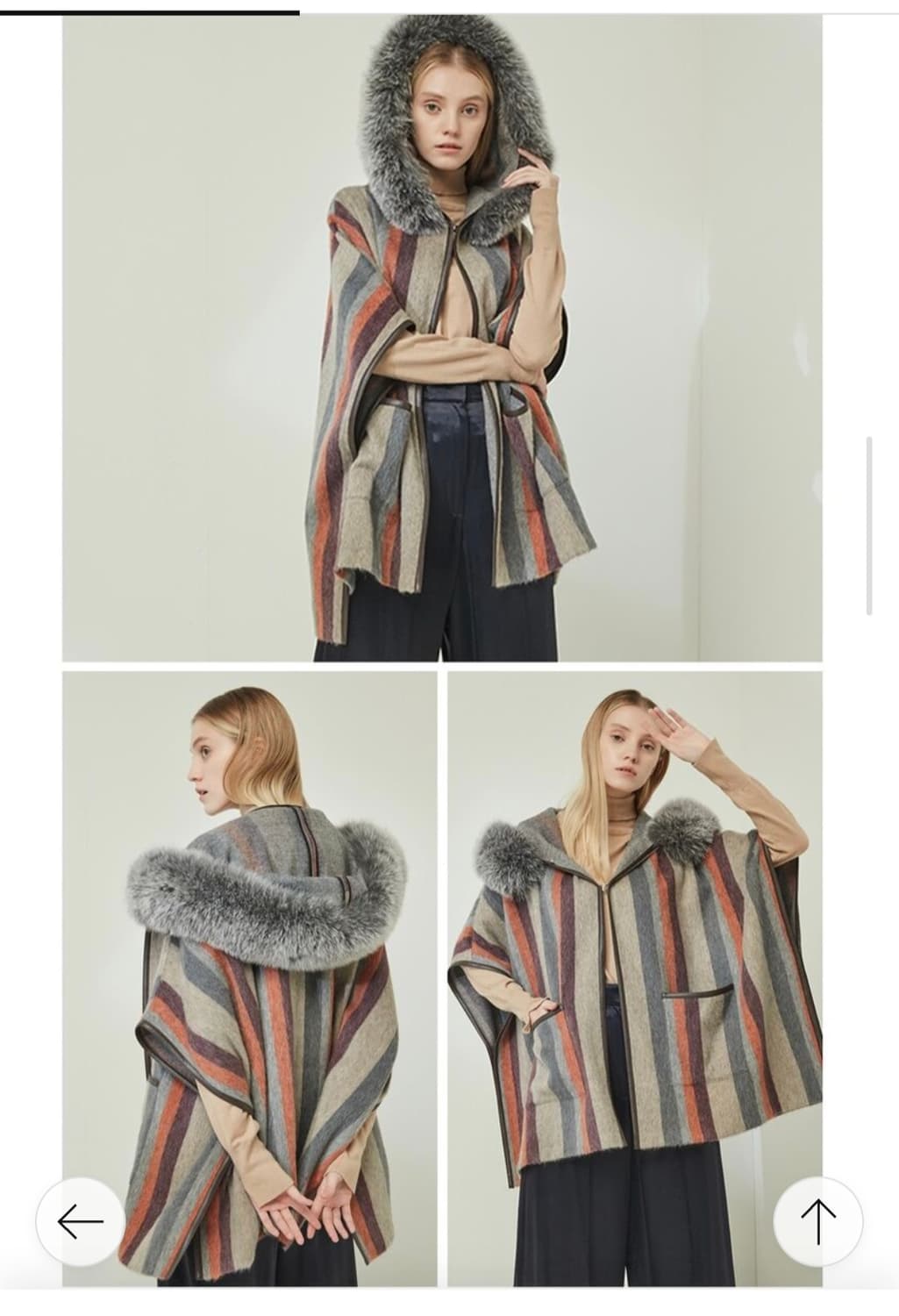 LBL 폭스 후드 알파카 숄코트 프리사이즈 상품이미지2