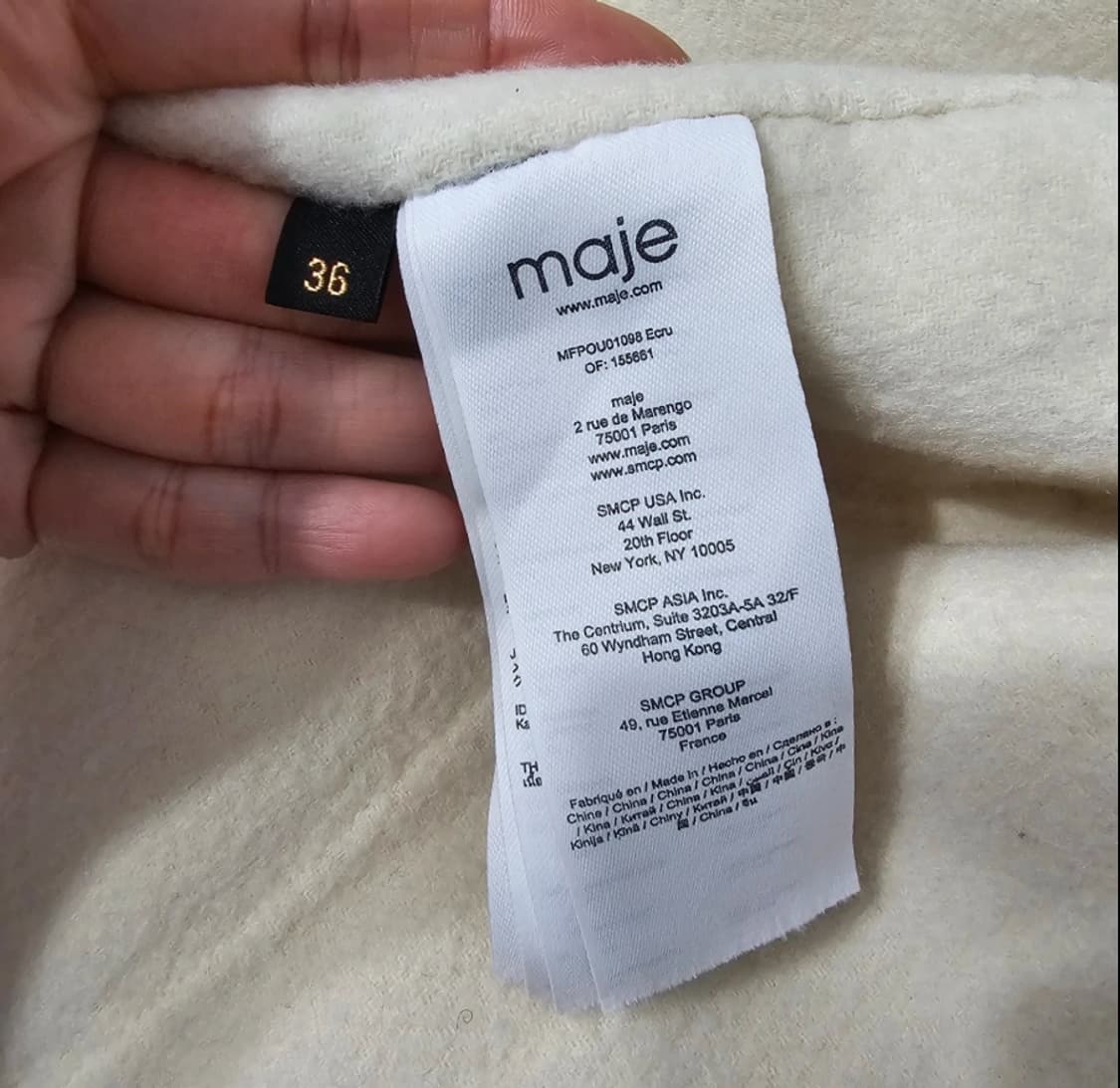 한섬 마쥬 부클 하이넥 벨티드 하프 코트 재킷 55 상품이미지9