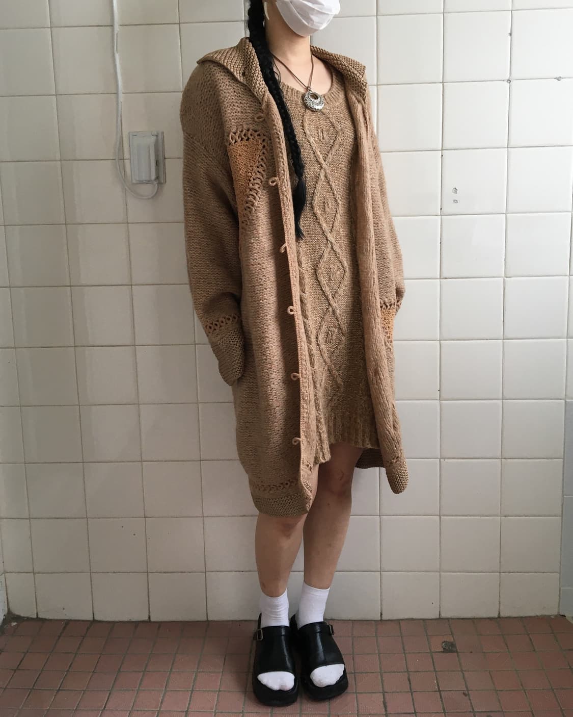 Crochet point knit long cardigan 상품이미지8