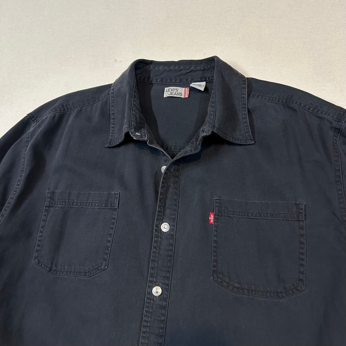 XXL) 리바이스 흑청 투포켓 워크 데님 셔츠 자켓 T버튼 타입 상품이미지3