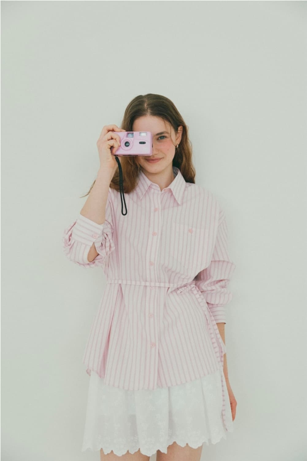 브링마이띵즈 타이 스트라이프 셔츠 핑크 상품이미지4