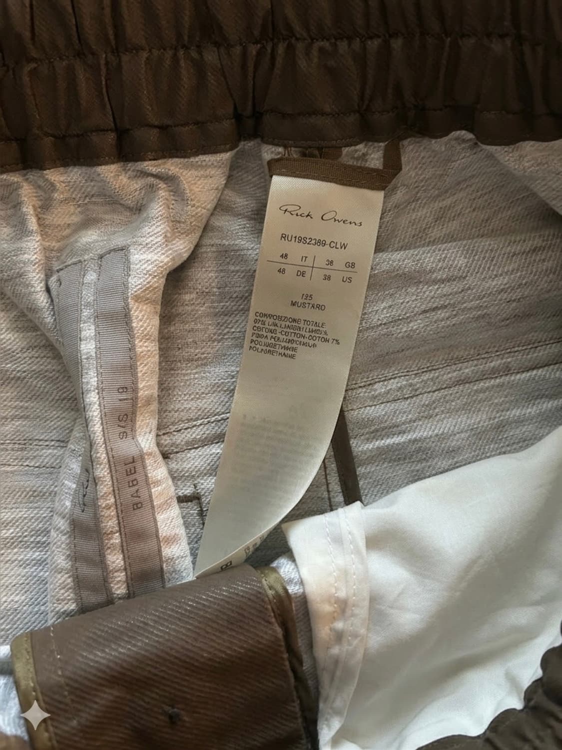 릭오웬스 Rick Owens 19SS Babel 쇼츠 머스타드 상품이미지5