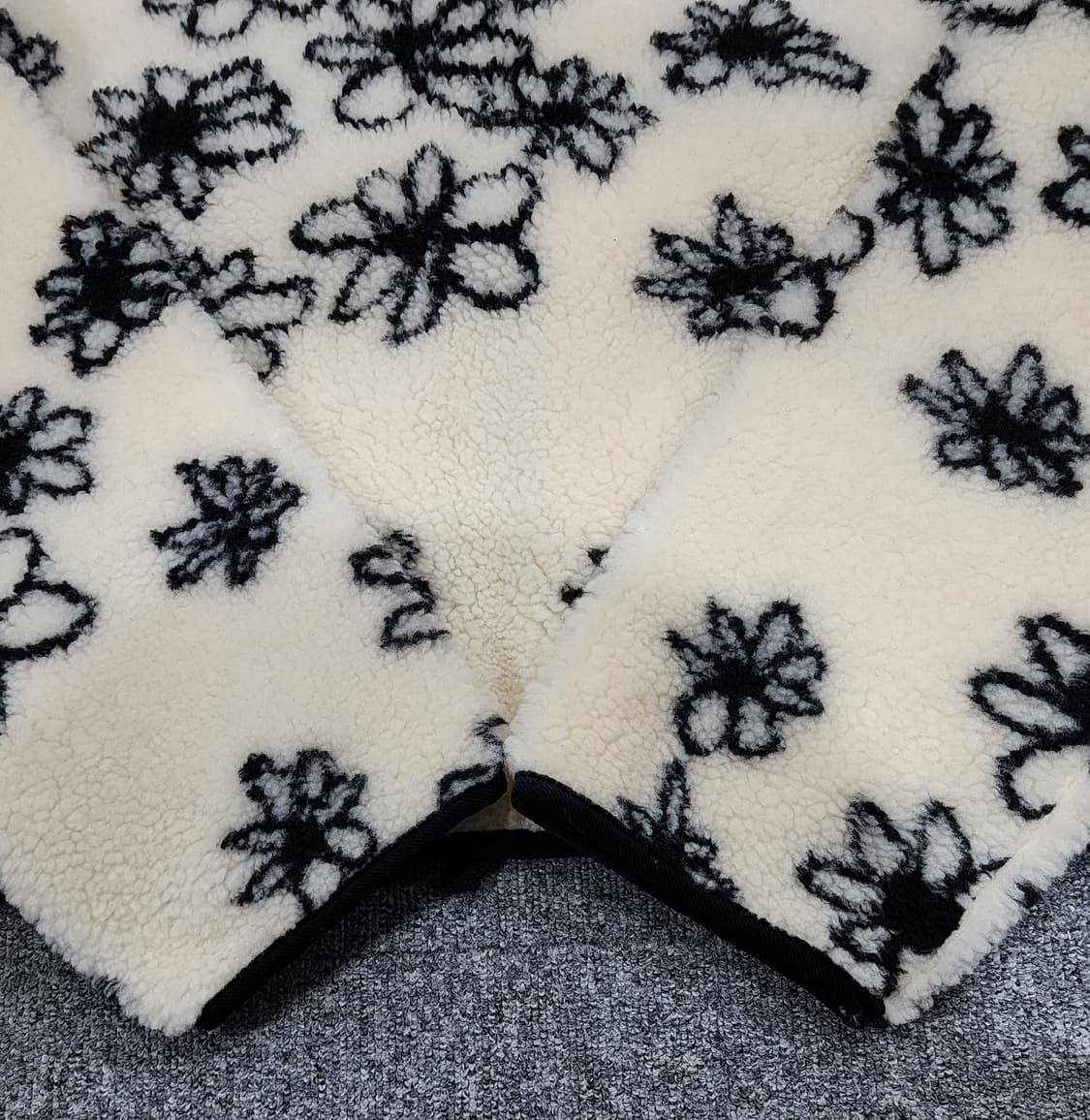 빈티지 플라워 패턴 리본 모리걸 뽀글이 후리스 자켓 상품이미지4