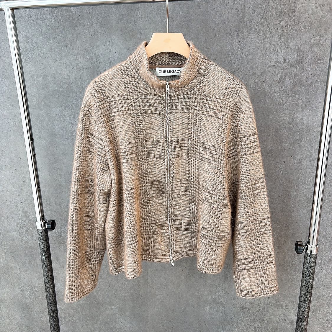 (정품/새상품) 아워레가시 남성 베이지 체크 슈렁큰 풀집 폴로 상품이미지1