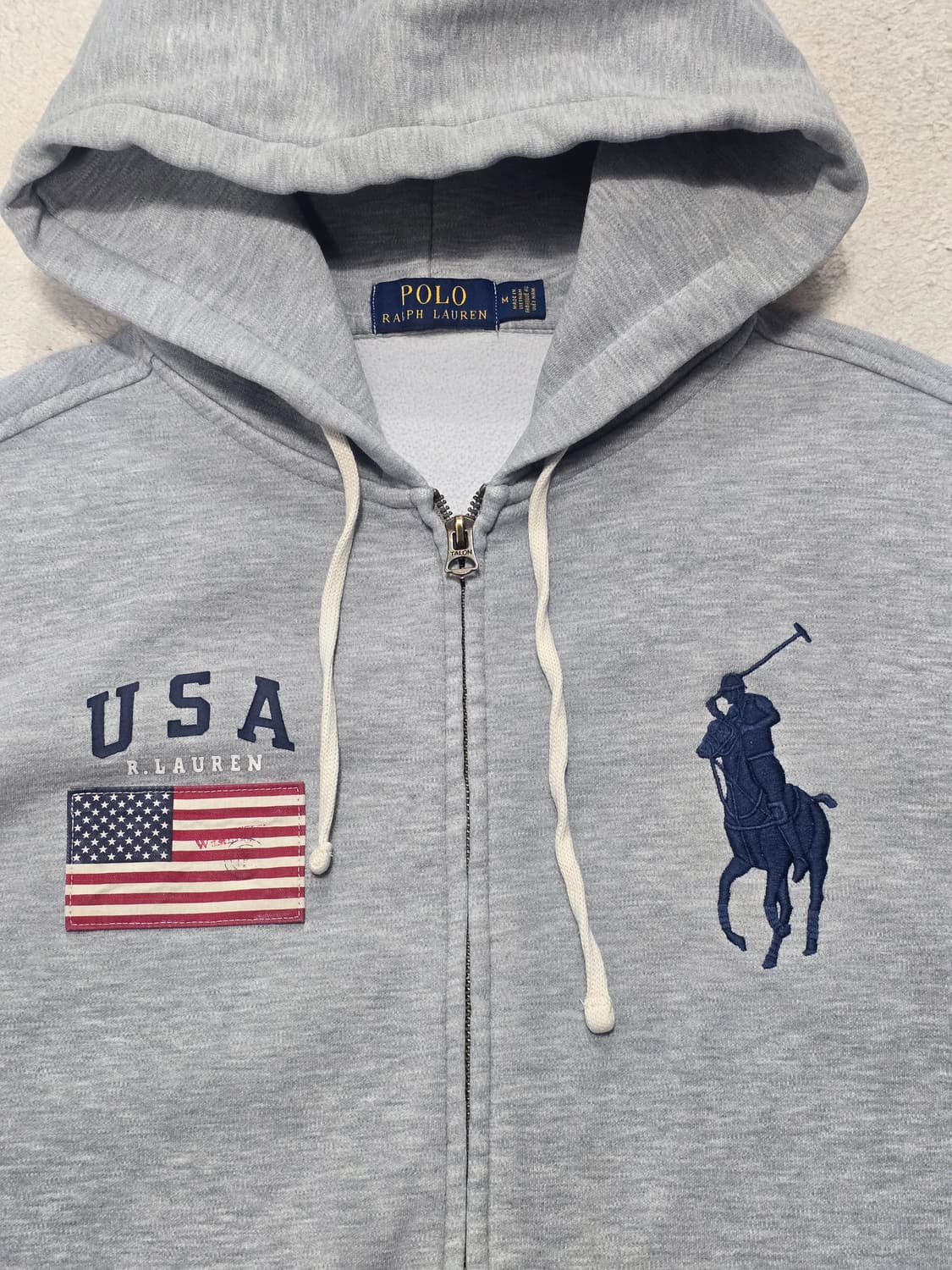 폴로랄프로렌 빅포니 성조기 후드 집업 자켓 그레이  상품이미지2