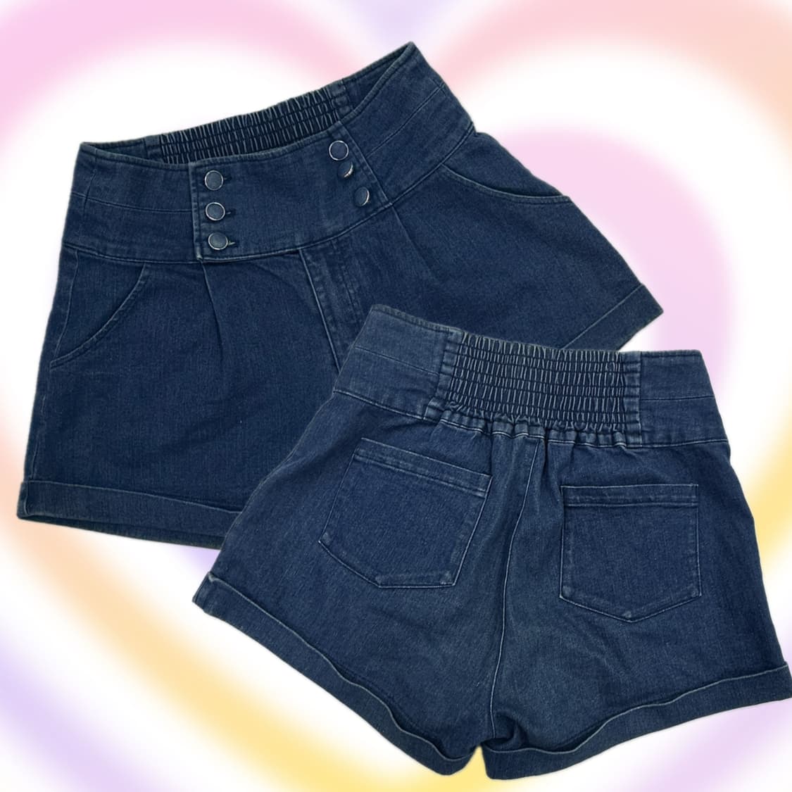 히메갸루깔 데님 일본 빈티지 중청 롤업 숏팬츠  상품이미지1
