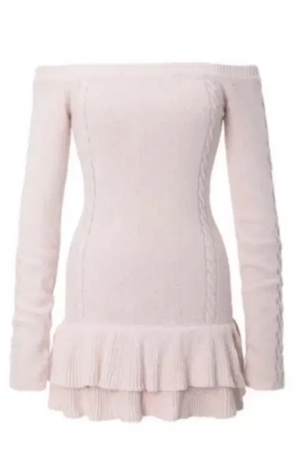 쓰리타임즈 케이블 오프숄더 드레스 원피스 핑크 상품이미지1